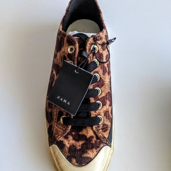 New w/tags Zara leopard low top sneaker Size 9 42 - Picture 1 of 5